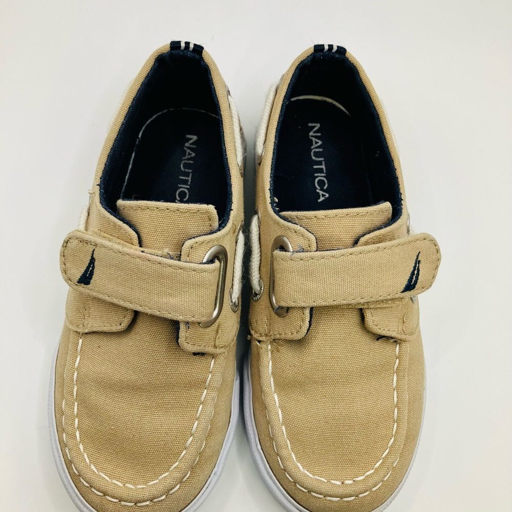 Nautica Little River Canvas Tan Deck Slip On Toddler Boy Shoe SZ 10 Gently Used - Picture 2 of 9